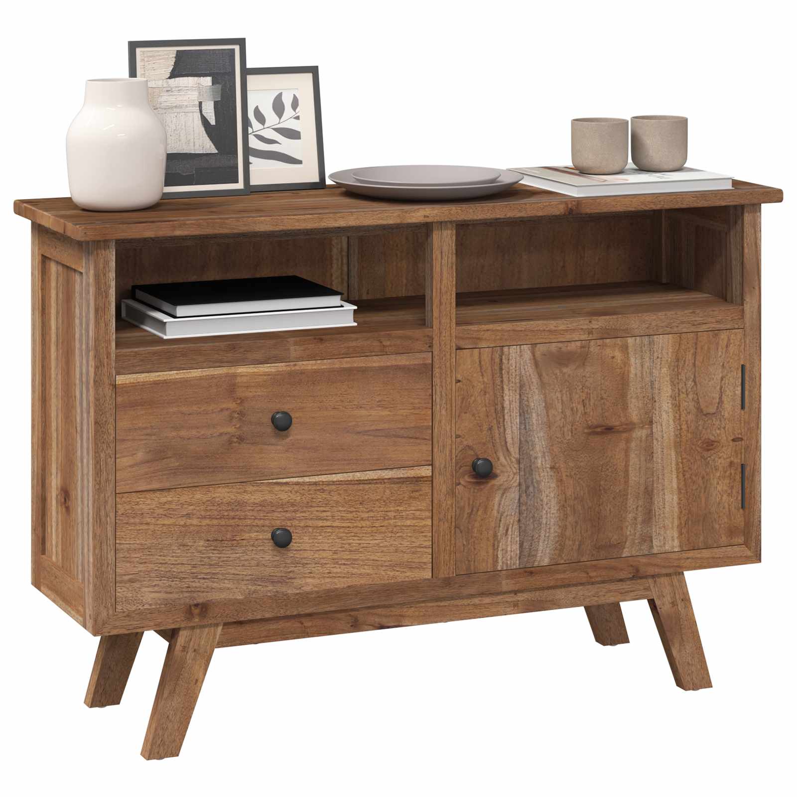 Buffet avec tiroir Naturel 100 x 30 x 68 cm Bois de teck massif - XIOS