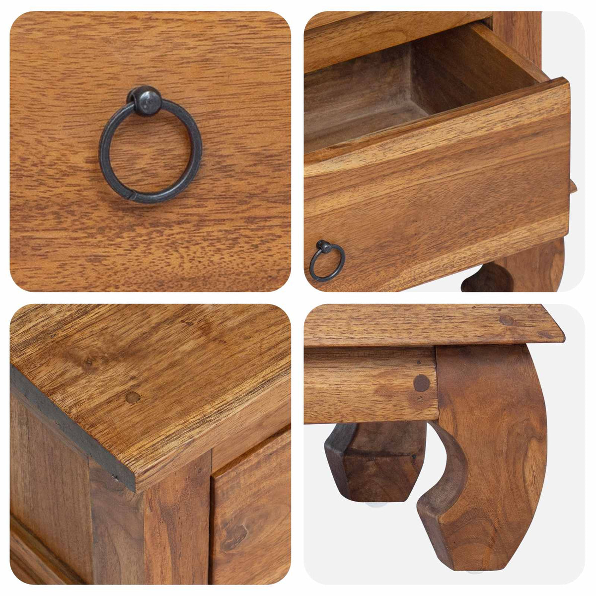Meuble TV Naturel 110 x 35 x 40 cm Bois de teck massif
