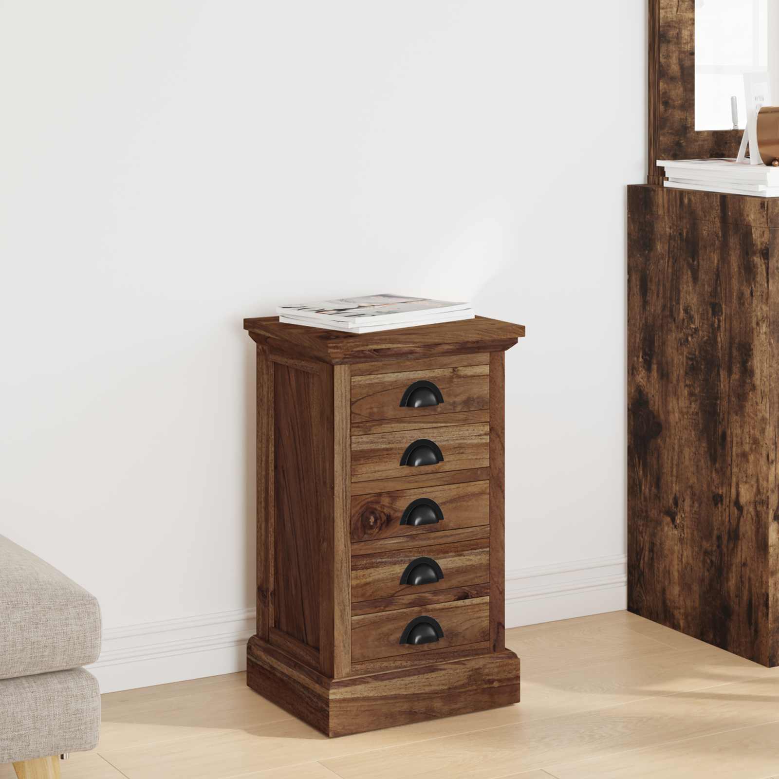 Commode avec tiroir Marron 35 x 30 x 60 cm Bois de teck massif - XIOS