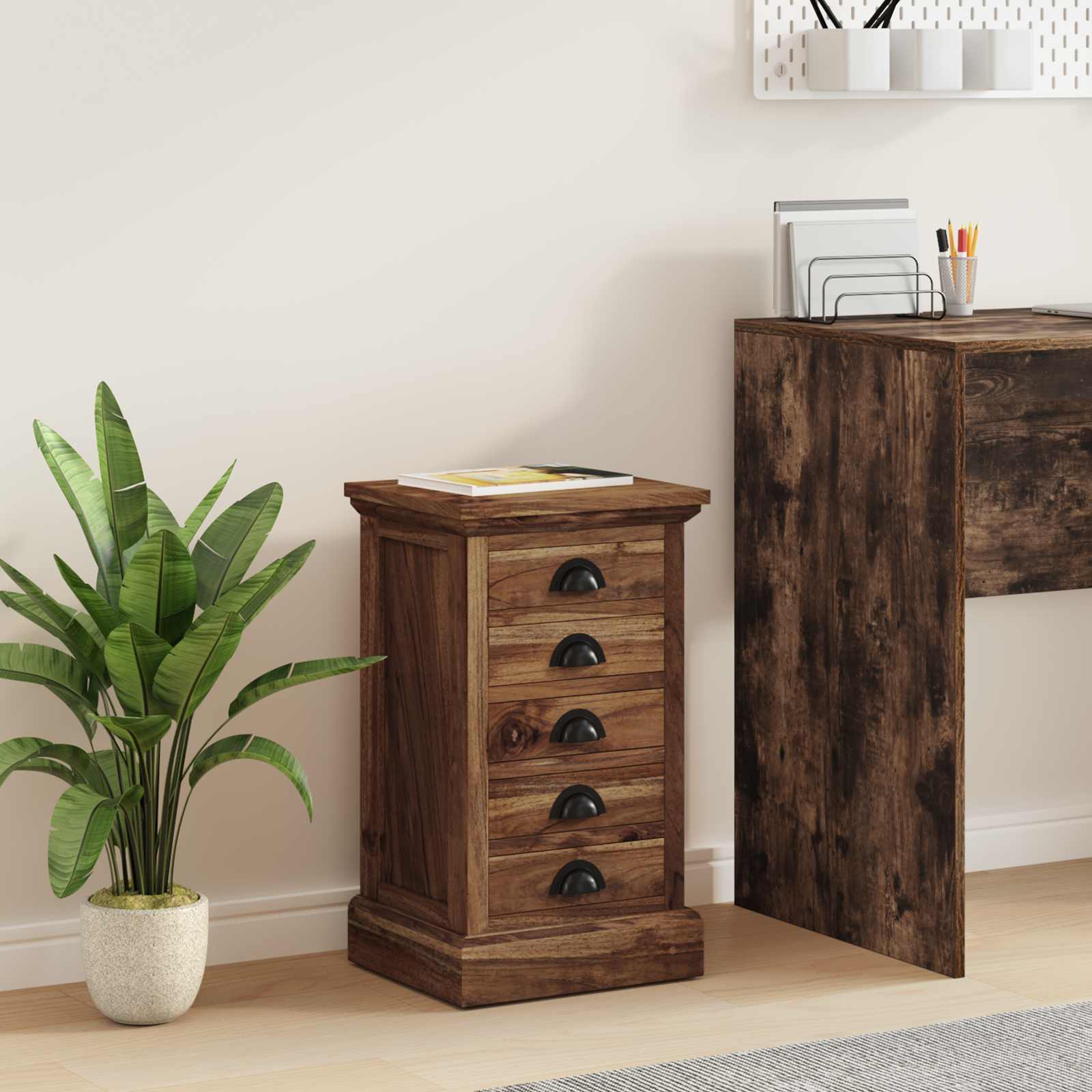 Commode avec tiroir Marron 35 x 30 x 60 cm Bois de teck massif - XIOS