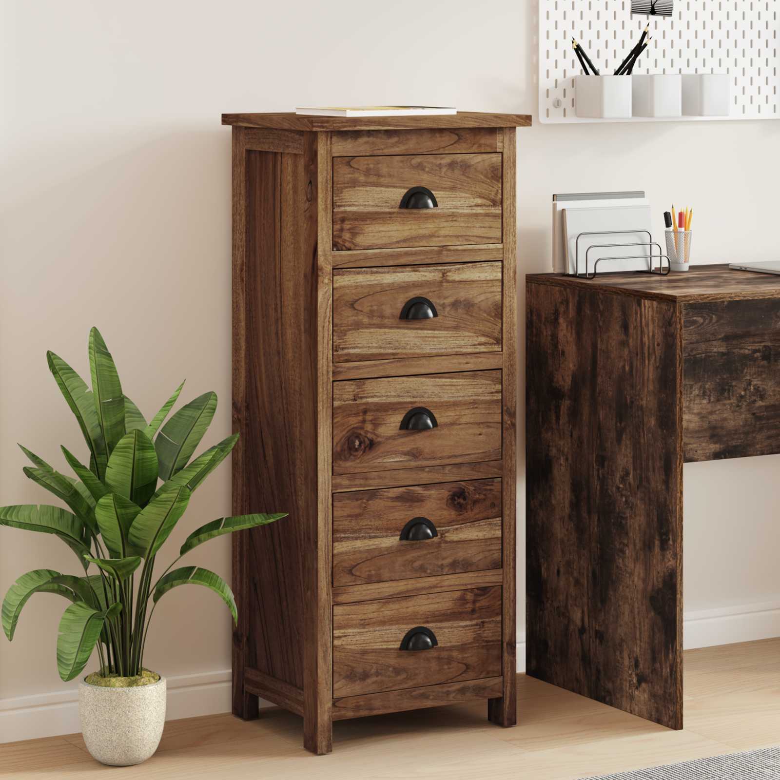 Commode avec tiroir Marron 45 x 35 x 110 cm Bois de teck massif - XIOS