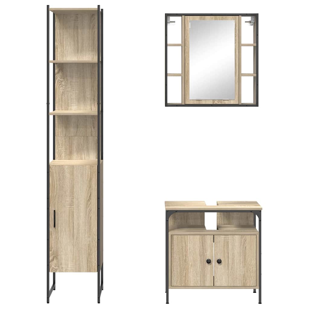 Ensemble de mobilier de salle de bain 3 pc Chêne Sonoma
