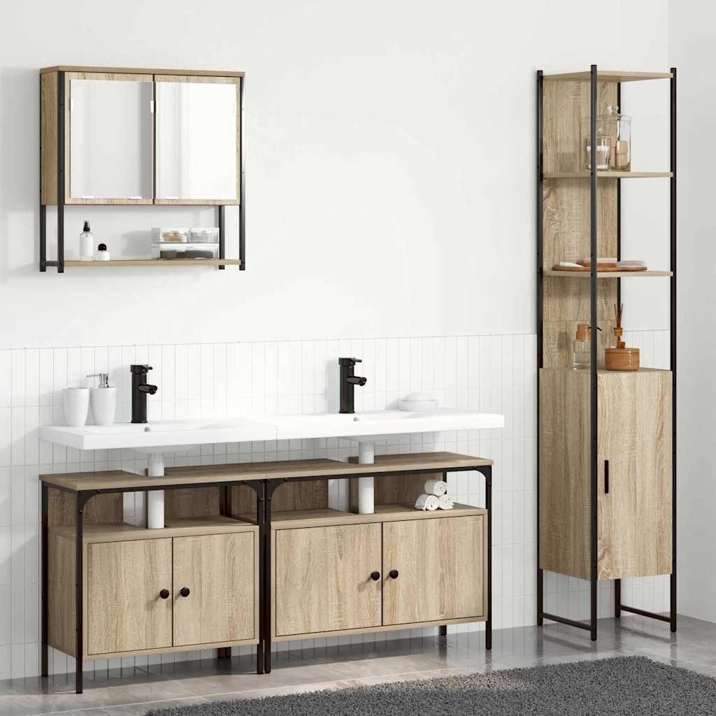Ensemble de mobilier de salle de bain 4 pièces Chêne Sonoma