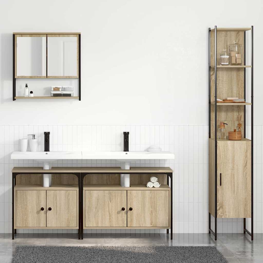 Ensemble de mobilier de salle de bain 4 pièces Chêne Sonoma
