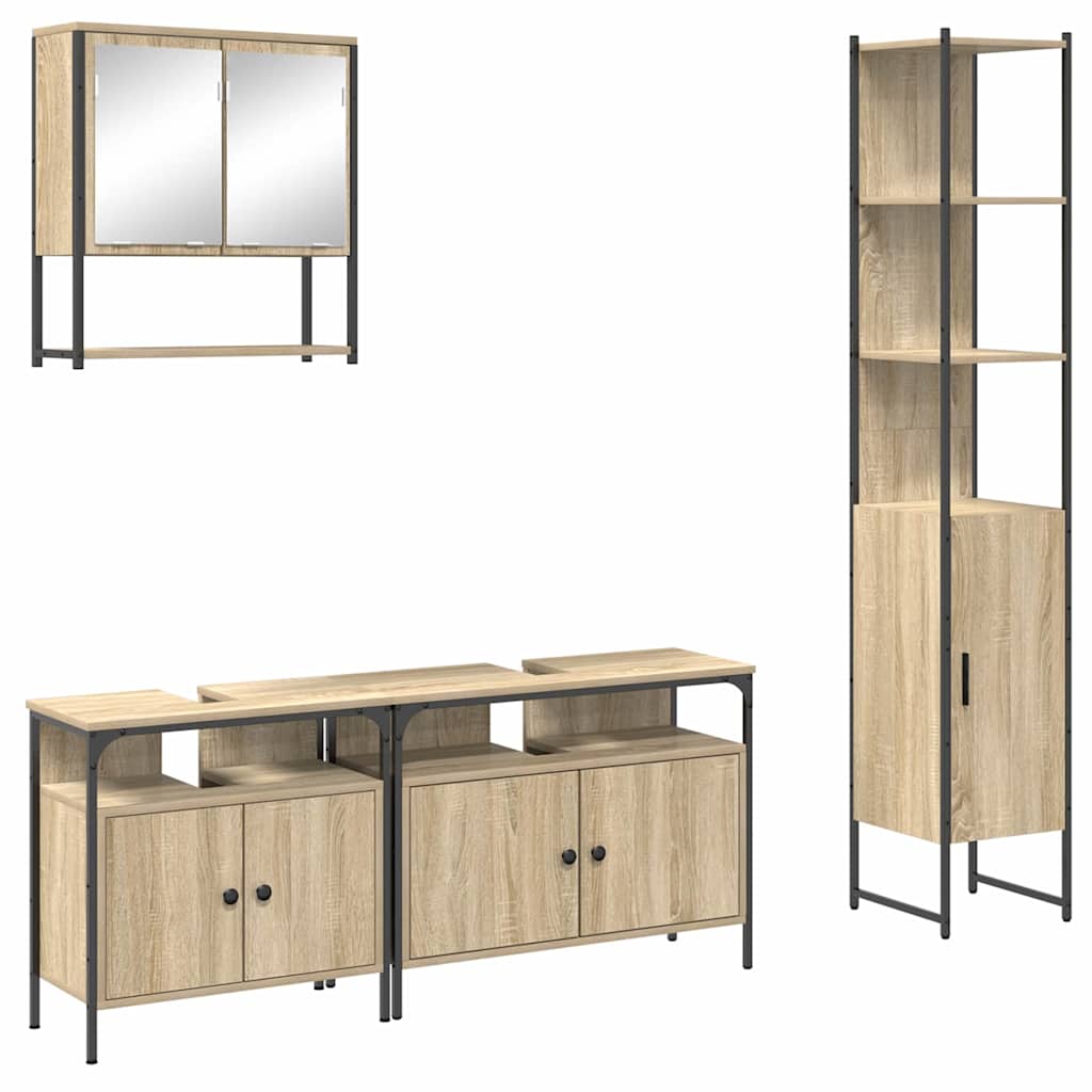 Ensemble de mobilier de salle de bain 4 pièces Chêne Sonoma