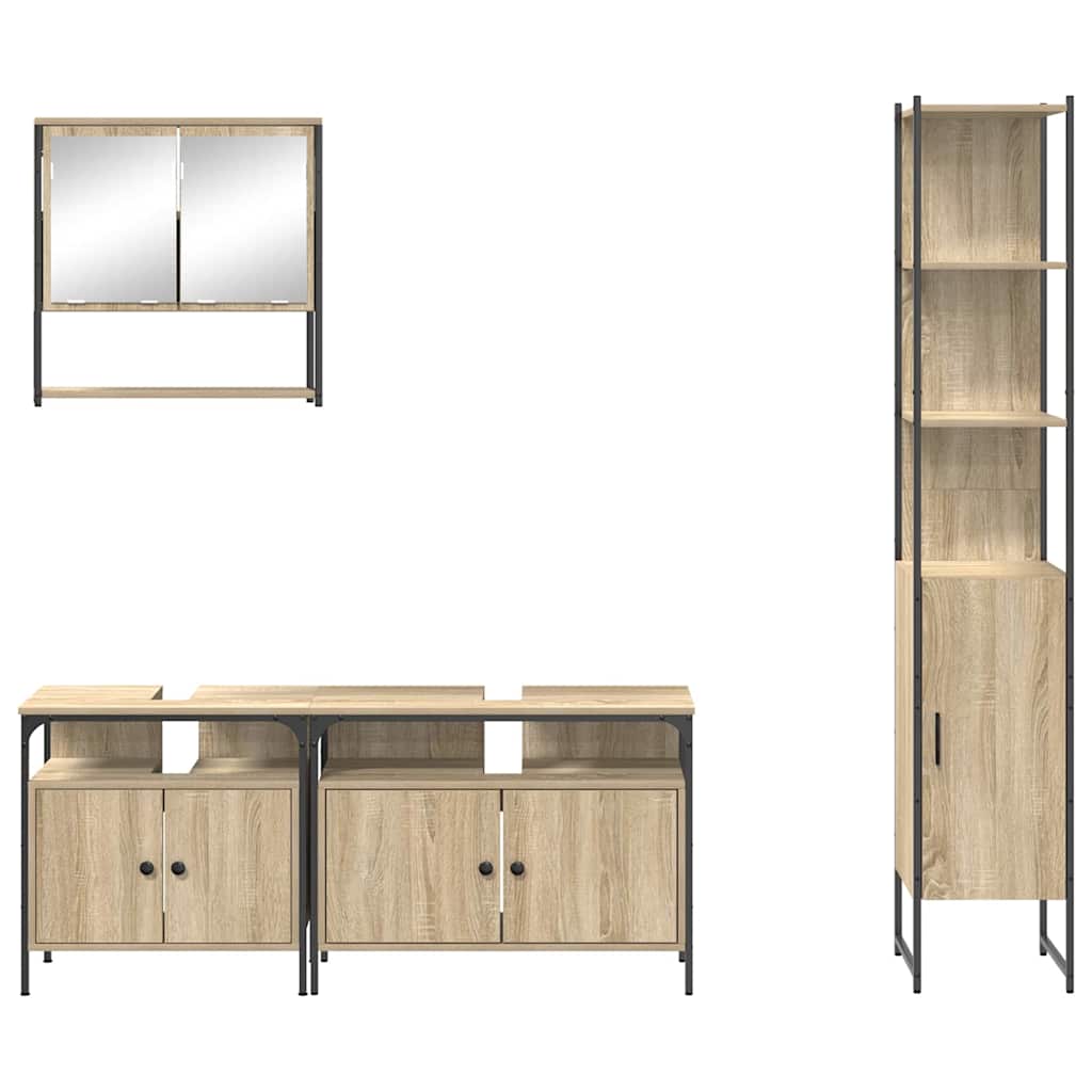 Ensemble de mobilier de salle de bain 4 pièces Chêne Sonoma