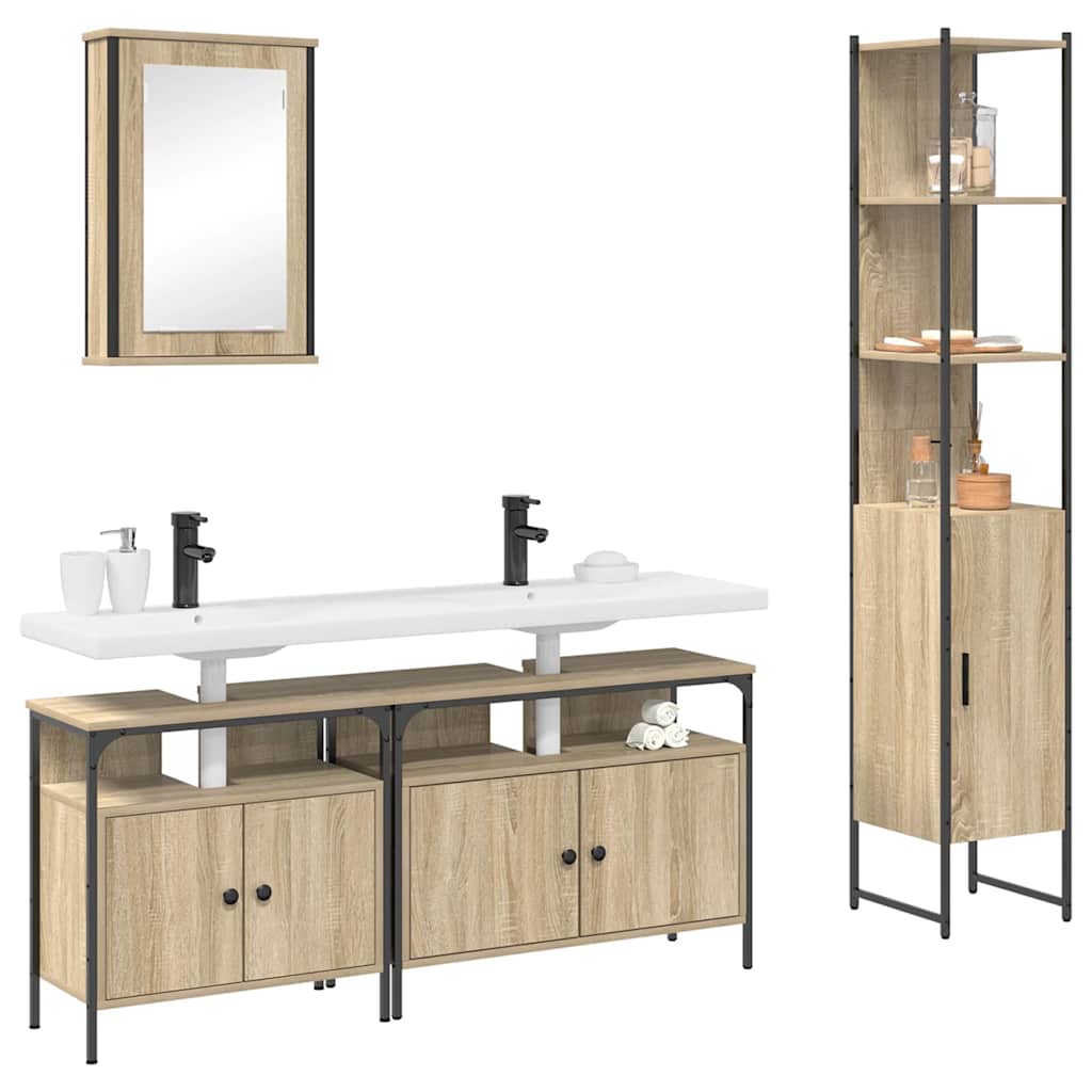 Ensemble de mobilier de salle de bain 4 pc Chêne Sonoma