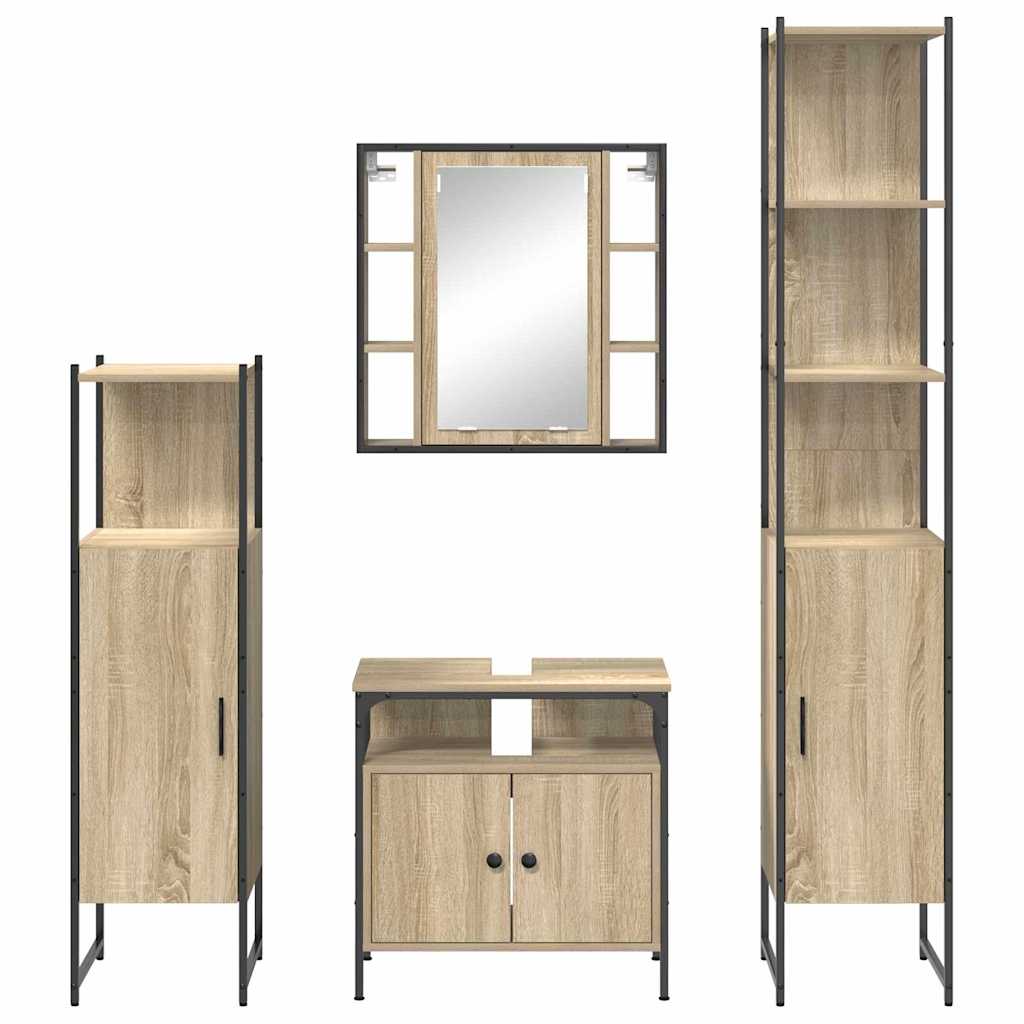 Ensemble de mobilier de salle de bain 4 pc Chêne Sonoma