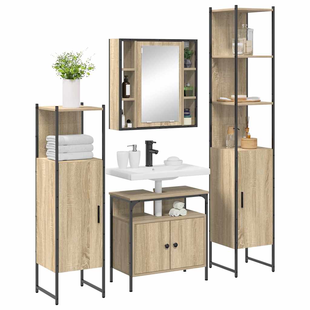 Ensemble de mobilier de salle de bain 4 pc Chêne Sonoma