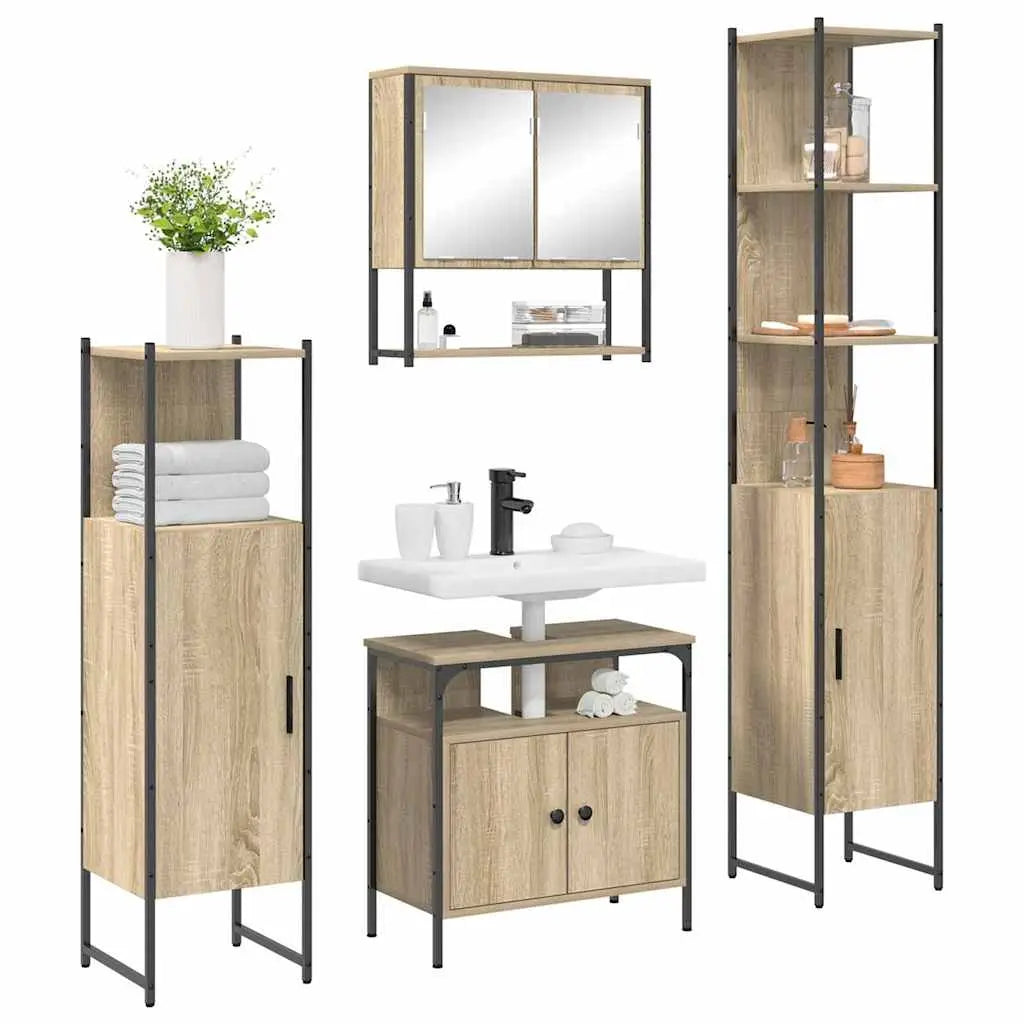 Ensemble de mobilier de salle de bain 4 pc Chêne Sonoma - XIOS