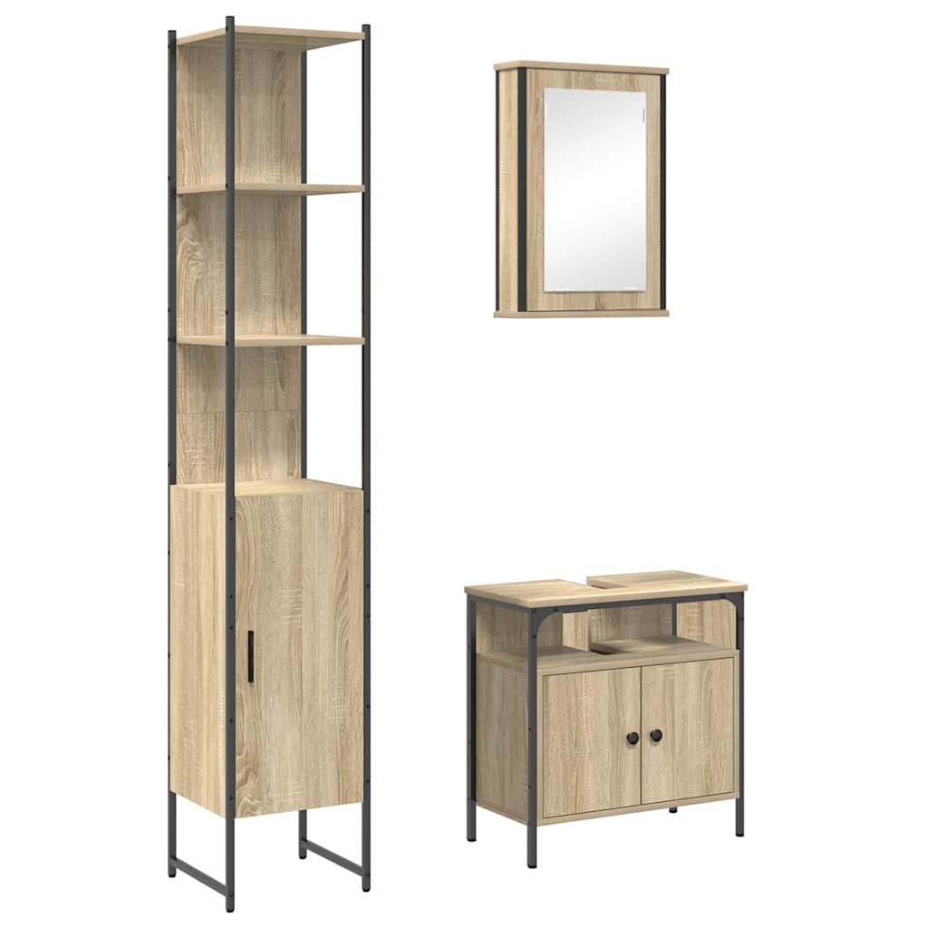 Ensemble de mobilier de salle de bain 3 pc Chêne Sonoma