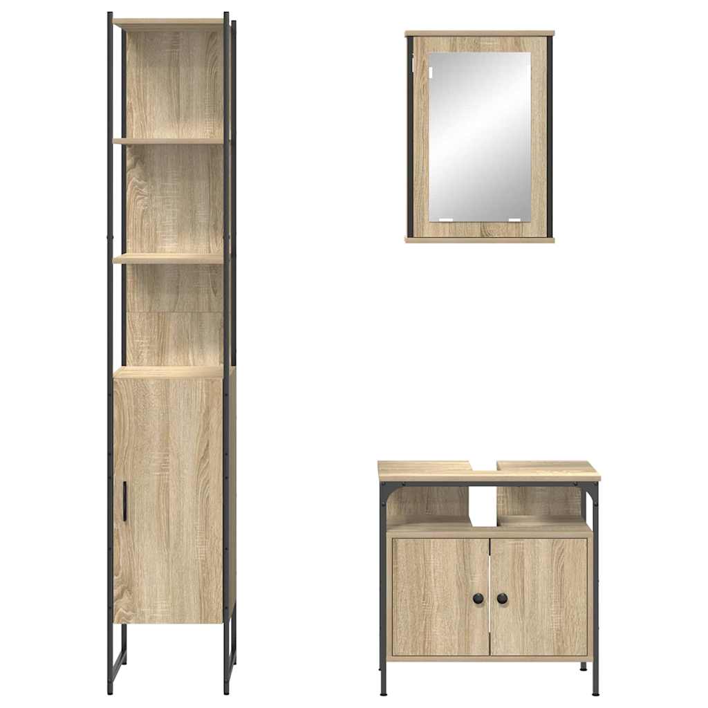Ensemble de mobilier de salle de bain 3 pc Chêne Sonoma