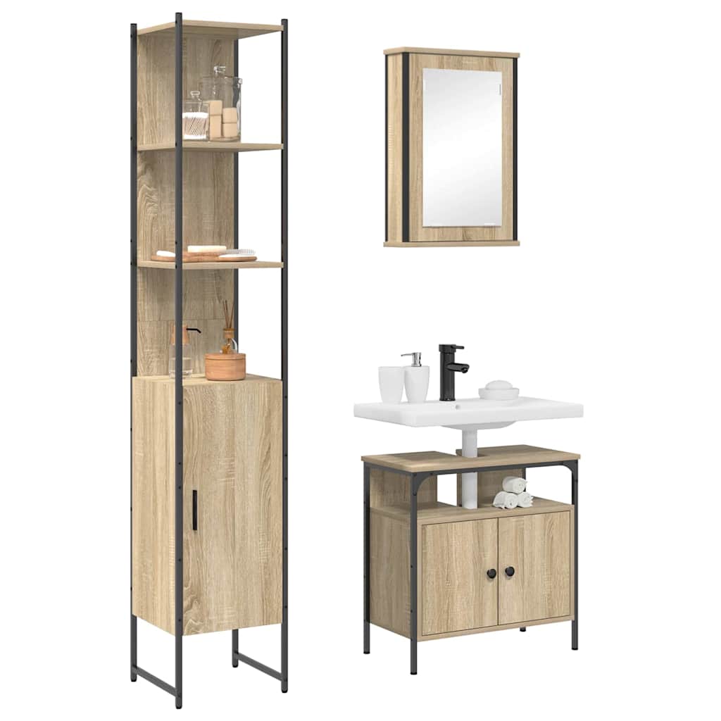 Ensemble de mobilier de salle de bain 3 pc Chêne Sonoma