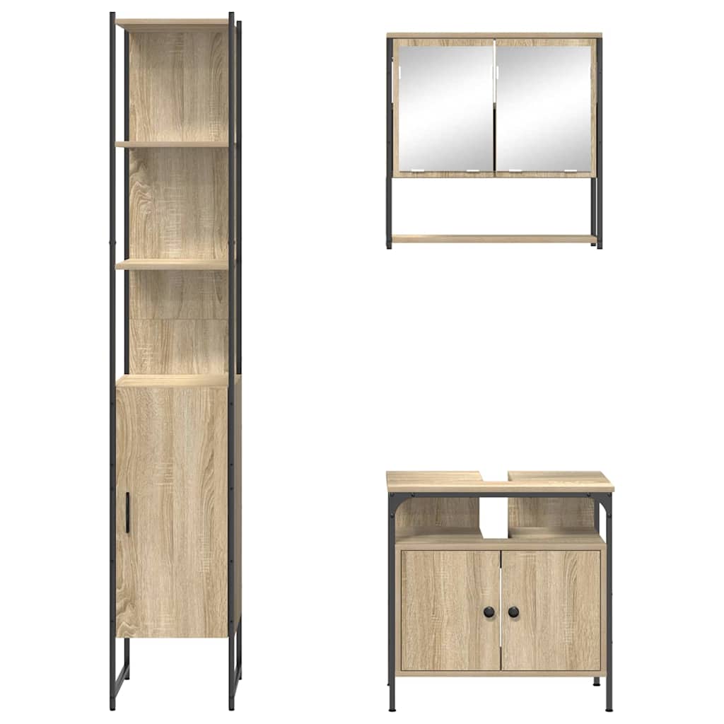 Ensemble de mobilier de salle de bain 3 pc Chêne Sonoma