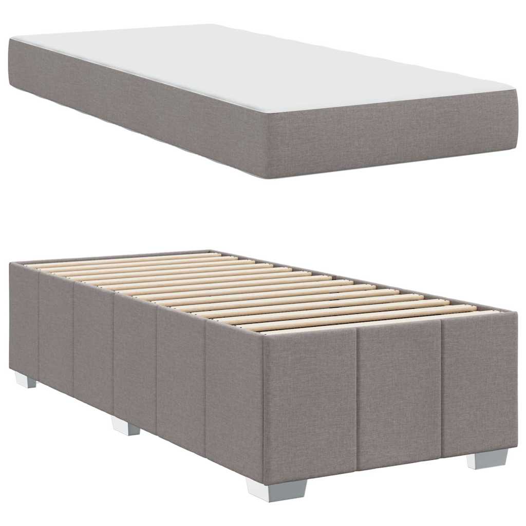 Cadre de lit avec matelas Taupe 80 x 200 cm tissu - XIOS