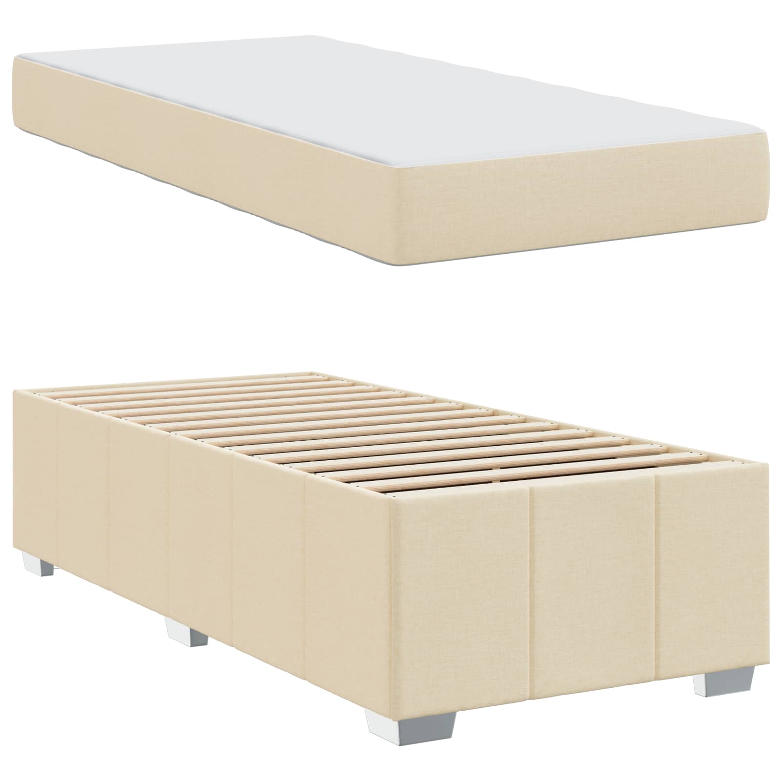 Cadre de lit avec matelas Crème 80 x 200 cm tissu - XIOS