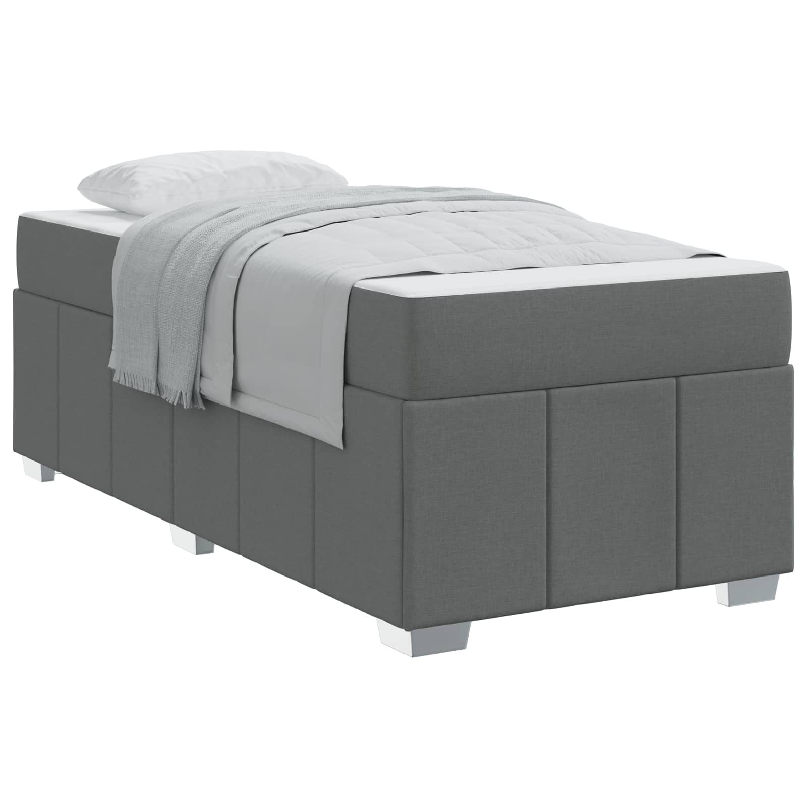 Cadre de lit avec matelas Gris foncé 90 x 190 cm tissu - XIOS