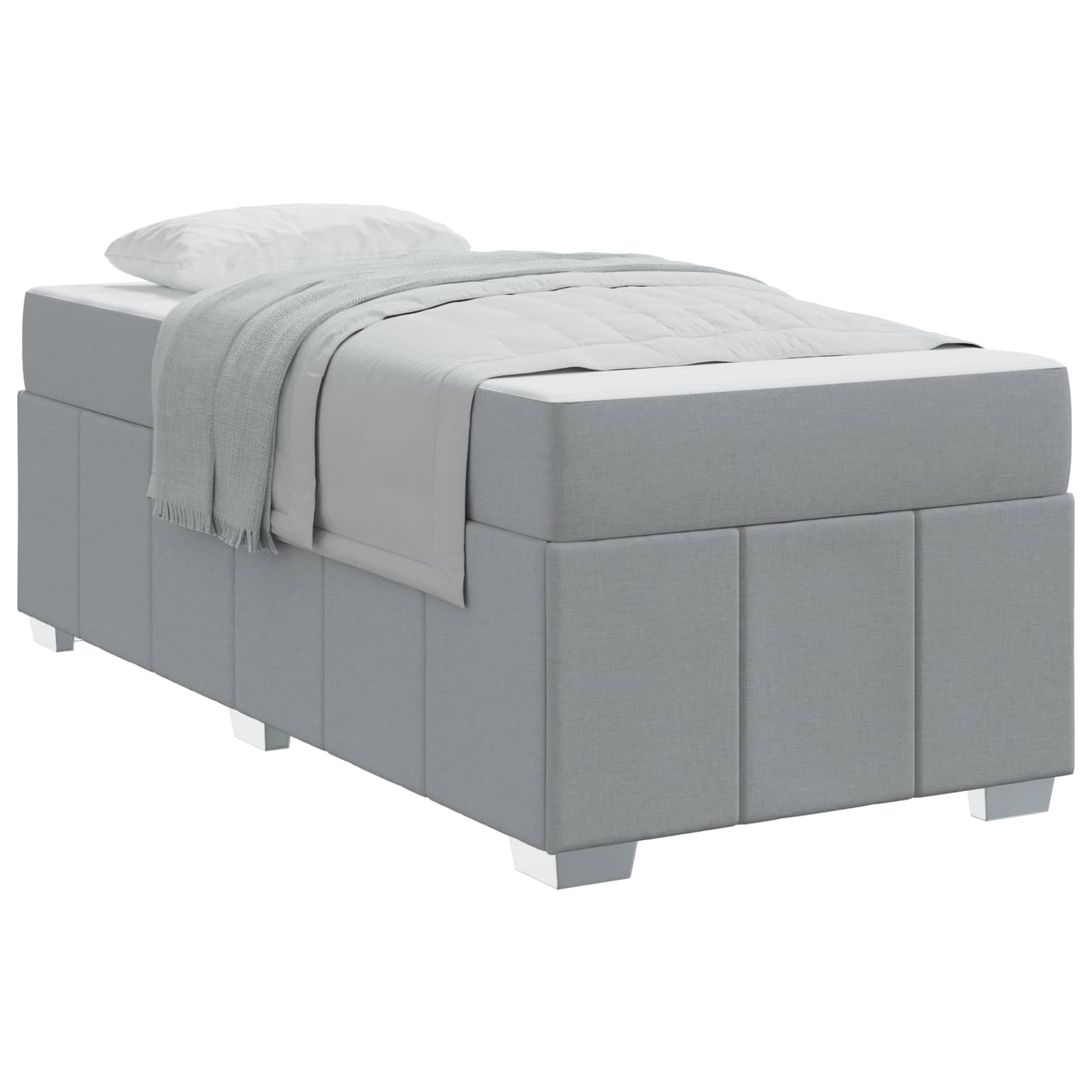 Cadre de lit avec matelas Gris clair 90 x 200 cm tissu - XIOS