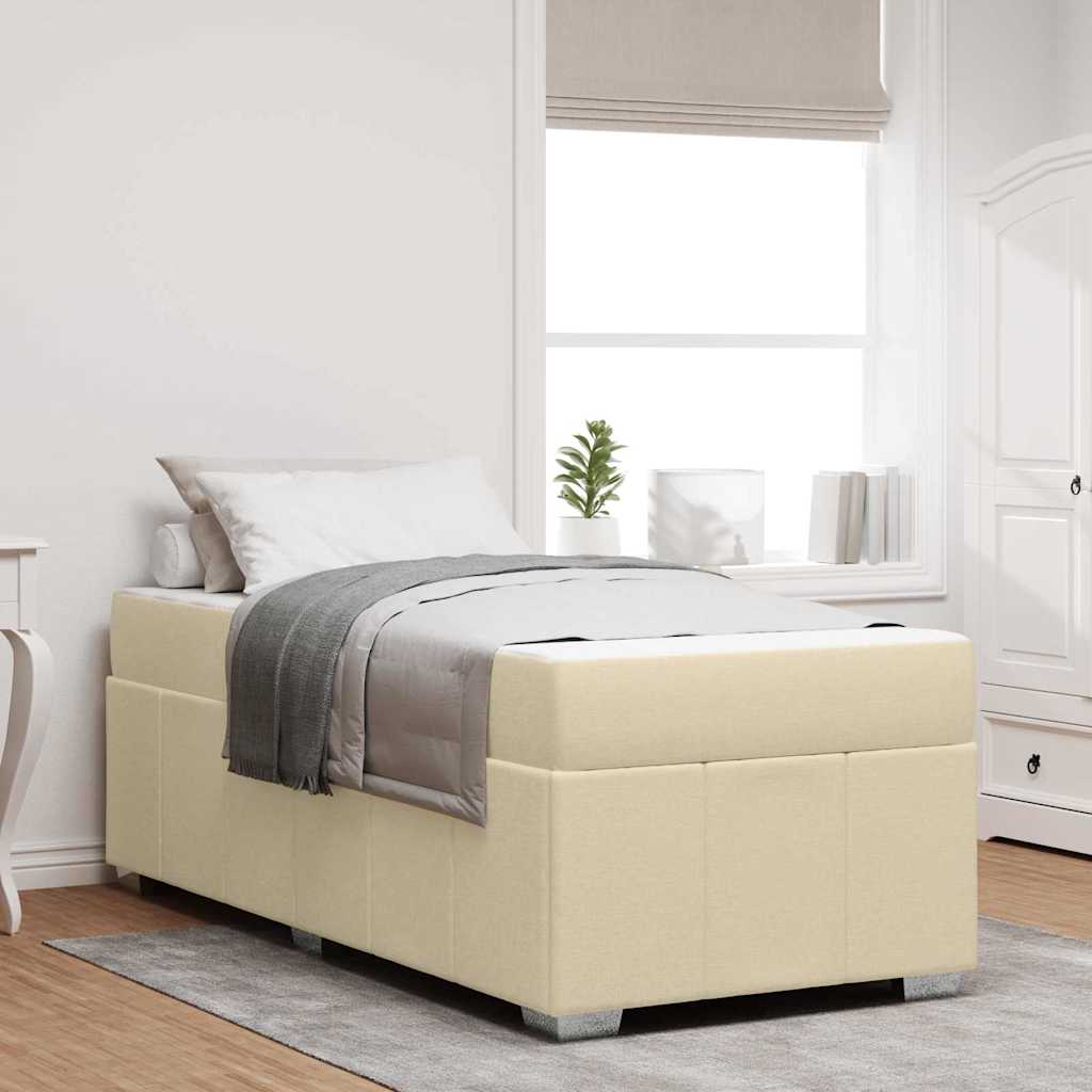 Cadre de lit avec matelas Crème 90 x 200 cm tissu - XIOS