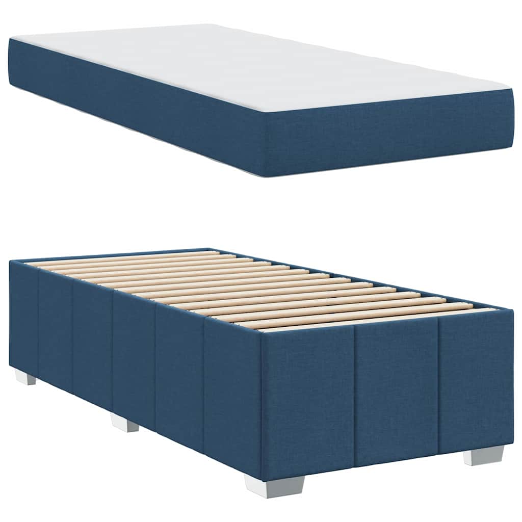 Cadre de lit avec matelas Bleu 90 x 200 cm tissu - XIOS