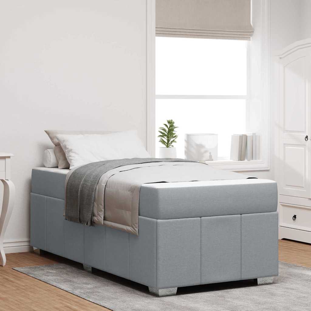 Cadre de lit avec matelas Gris clair 100 x 200 cm tissu - XIOS