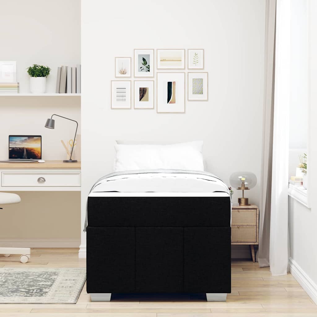Cadre de lit avec matelas Noir 100 x 200 cm tissu
