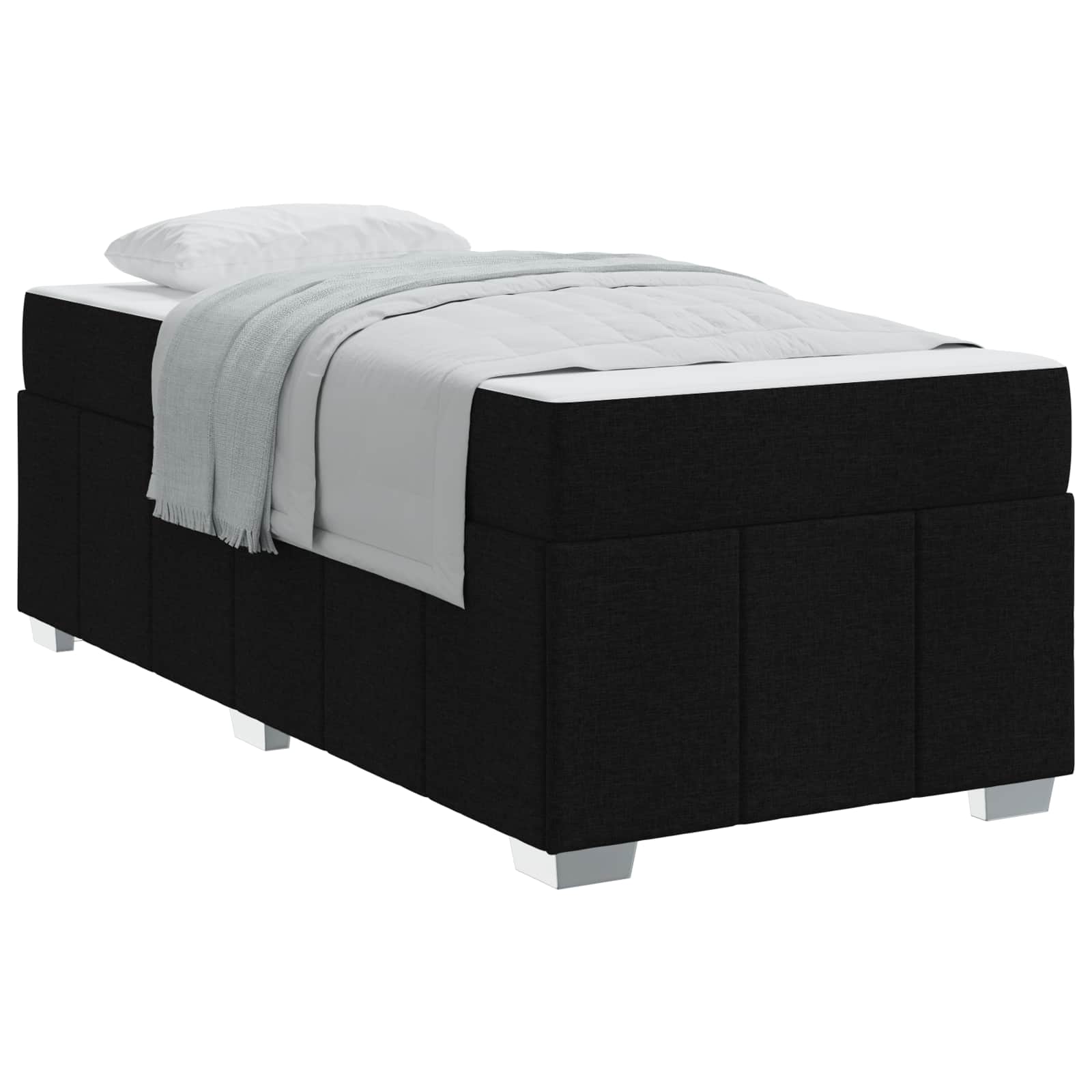 Cadre de lit avec matelas Noir 100 x 200 cm tissu