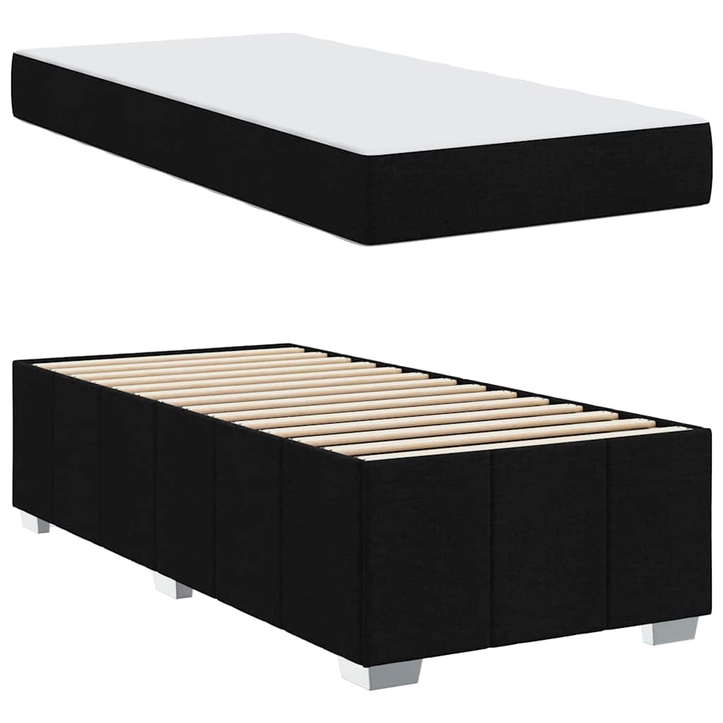 Cadre de lit avec matelas Noir 100 x 200 cm tissu