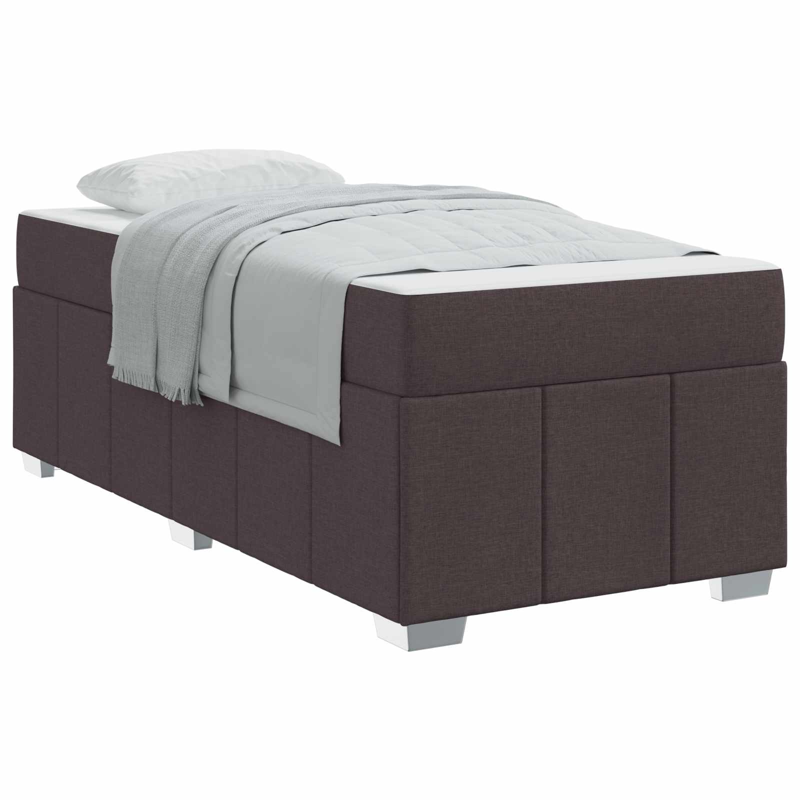 Cadre de lit avec matelas Marron foncé 100 x 200 cm tissu
