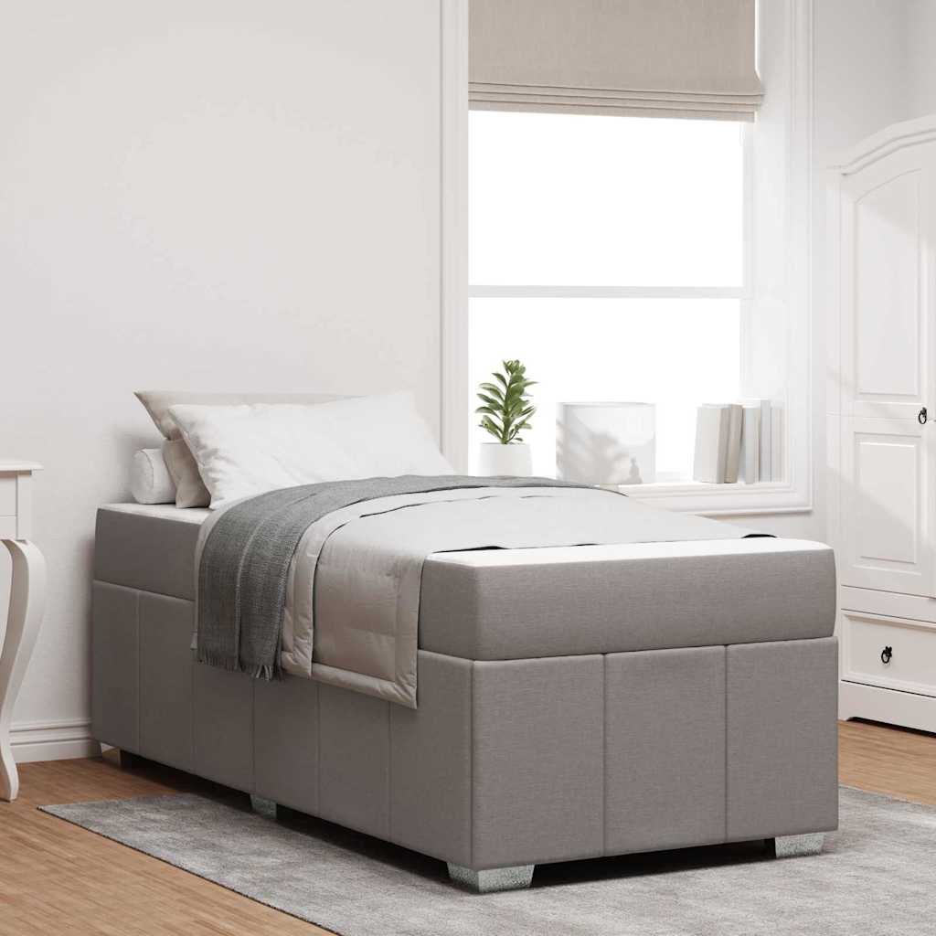 Cadre de lit avec matelas Taupe 100 x 200 cm tissu - XIOS