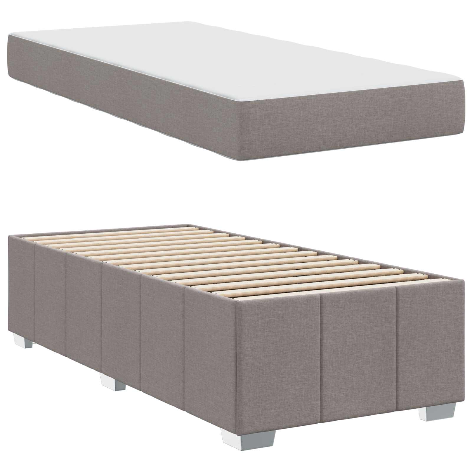 Cadre de lit avec matelas Taupe 100 x 200 cm tissu - XIOS