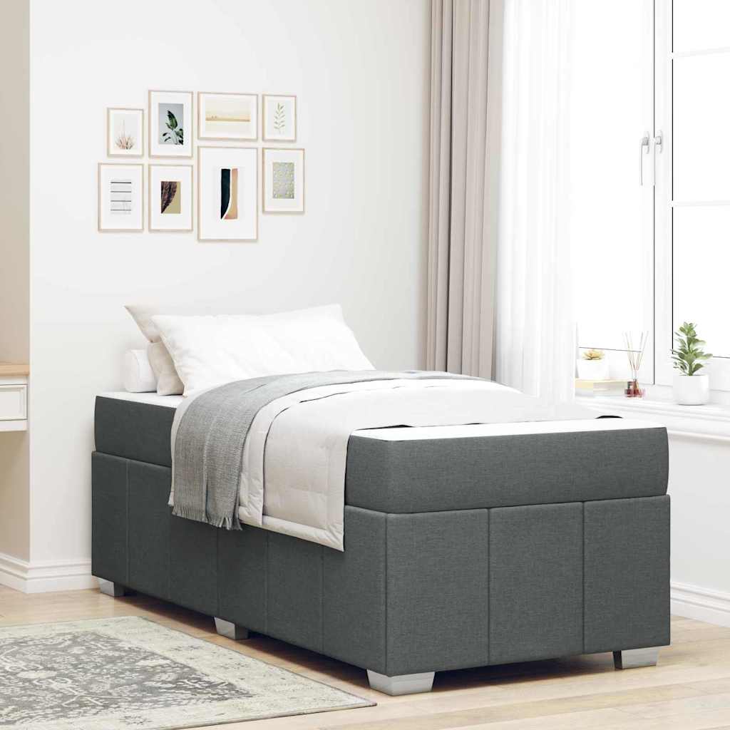 Cadre de lit avec matelas Gris foncé 120 x 190 cm tissu - XIOS
