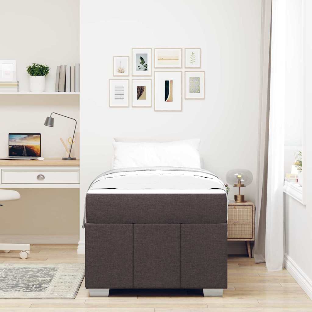 Cadre de lit avec matelas Marron foncé 120 x 190 cm tissu - XIOS