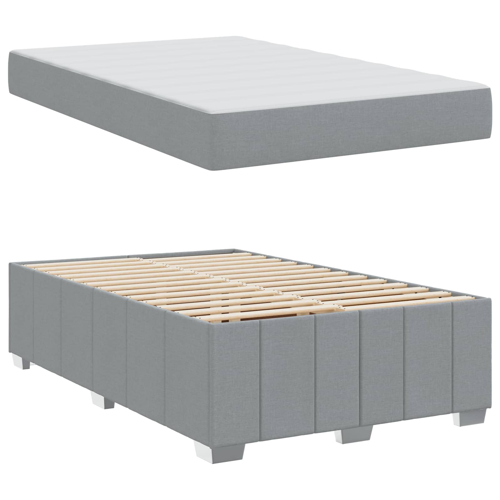 Cadre de lit avec matelas Gris clair 120 x 200 cm tissu - XIOS