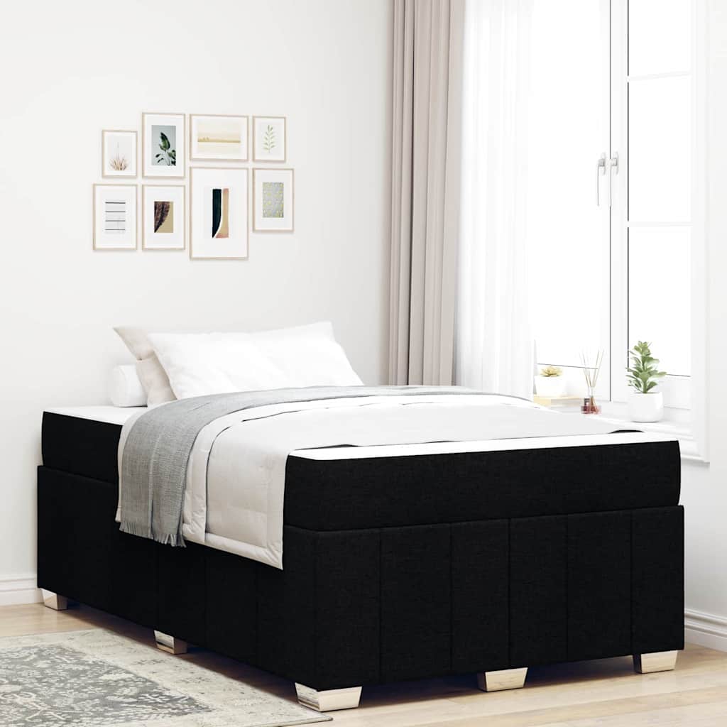 Cadre de lit avec matelas Noir 120 x 200 cm tissu - XIOS