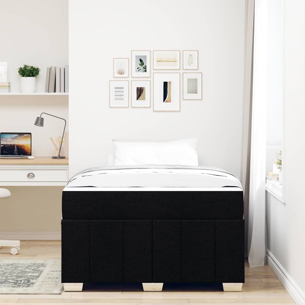 Cadre de lit avec matelas Noir 120 x 200 cm tissu
