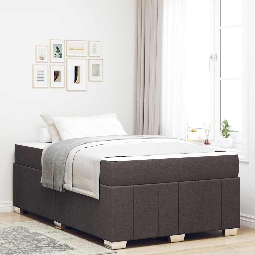 Cadre de lit avec matelas Marron foncé 120 x 200 cm tissu - XIOS