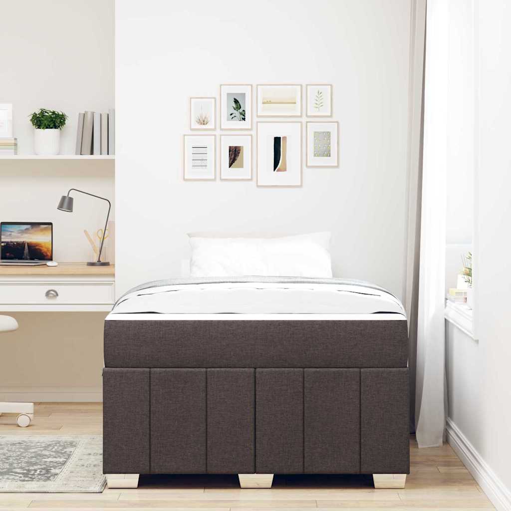 Cadre de lit avec matelas Marron foncé 120 x 200 cm tissu - XIOS