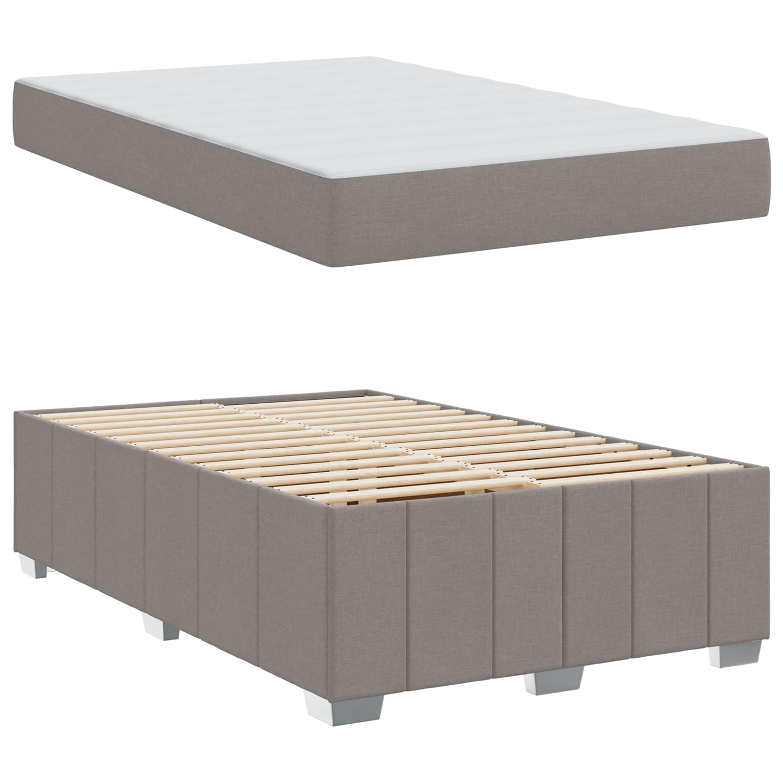 Cadre de lit avec matelas Taupe 120 x 200 cm tissu