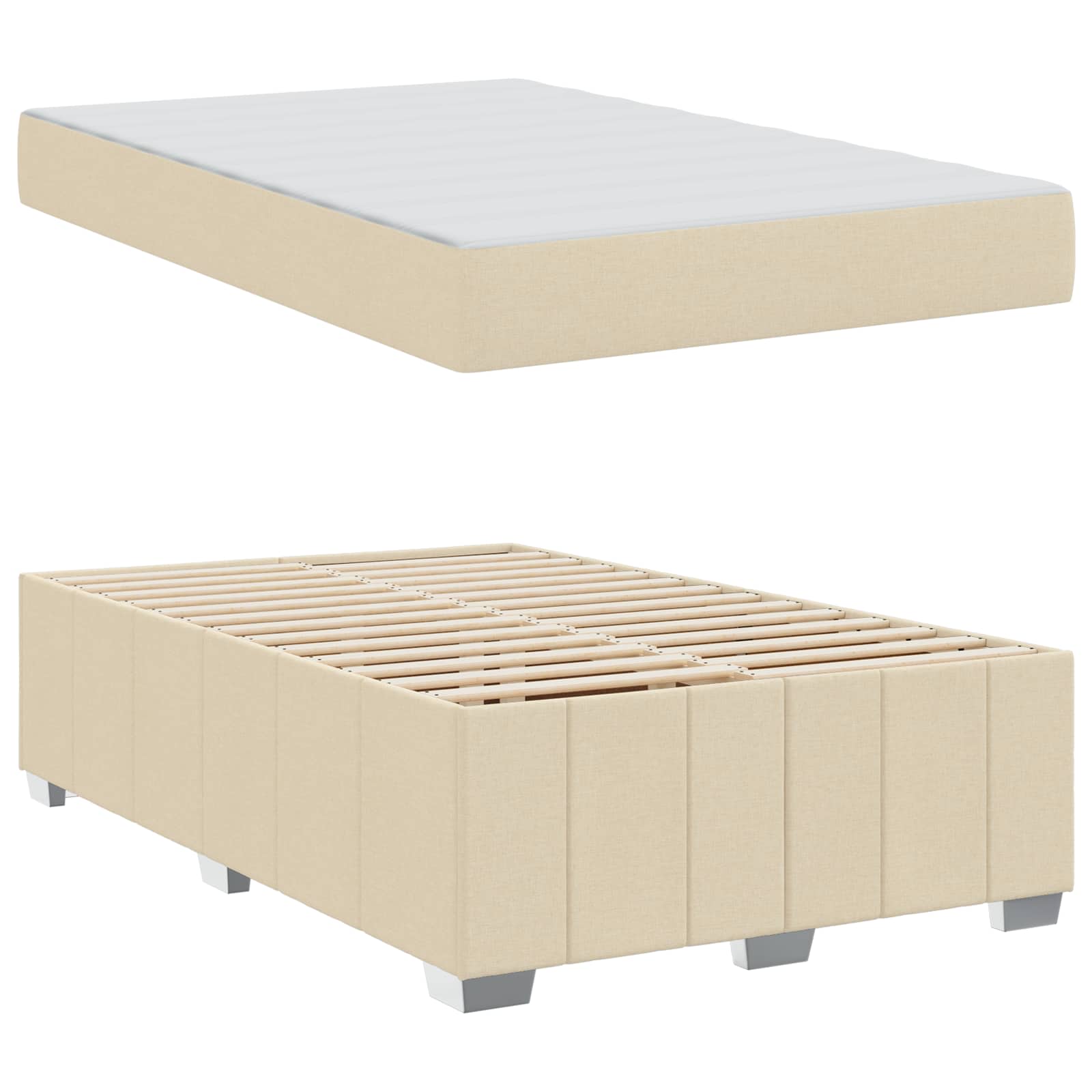 Cadre de lit avec matelas Crème 120 x 200 cm tissu - XIOS
