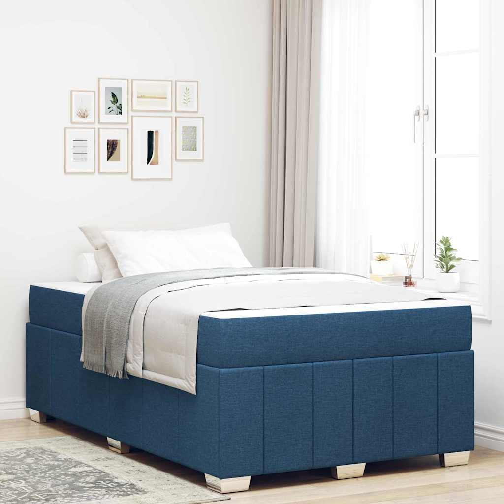 Cadre de lit avec matelas Bleu 120 x 200 cm tissu - XIOS