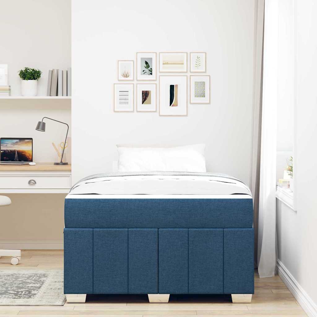 Cadre de lit avec matelas Bleu 120 x 200 cm tissu - XIOS
