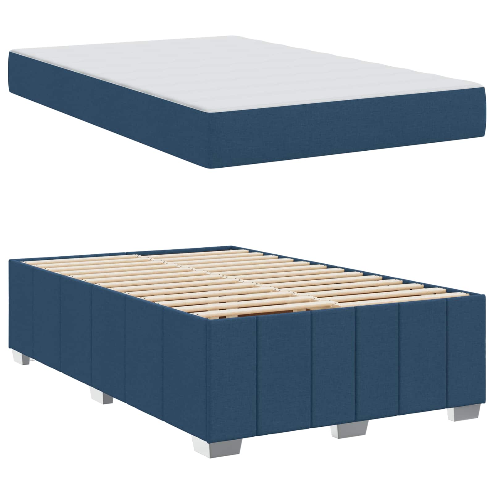 Cadre de lit avec matelas Bleu 120 x 200 cm tissu - XIOS
