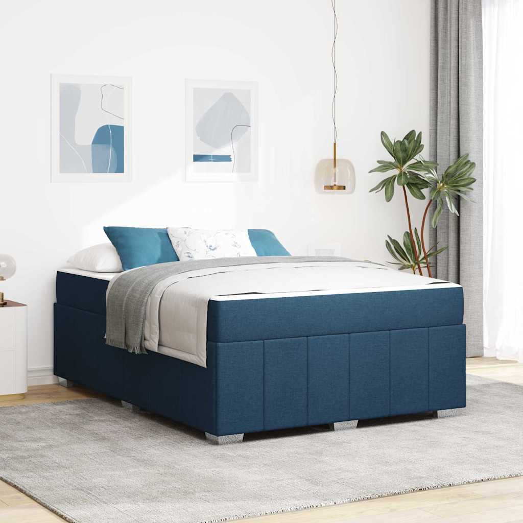 Cadre de lit avec matelas Bleu 140 x 200 cm tissu - XIOS