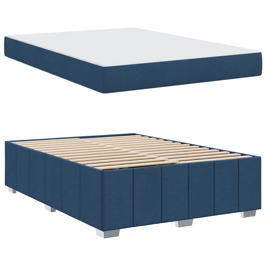Cadre de lit avec matelas Bleu 140 x 200 cm tissu - XIOS