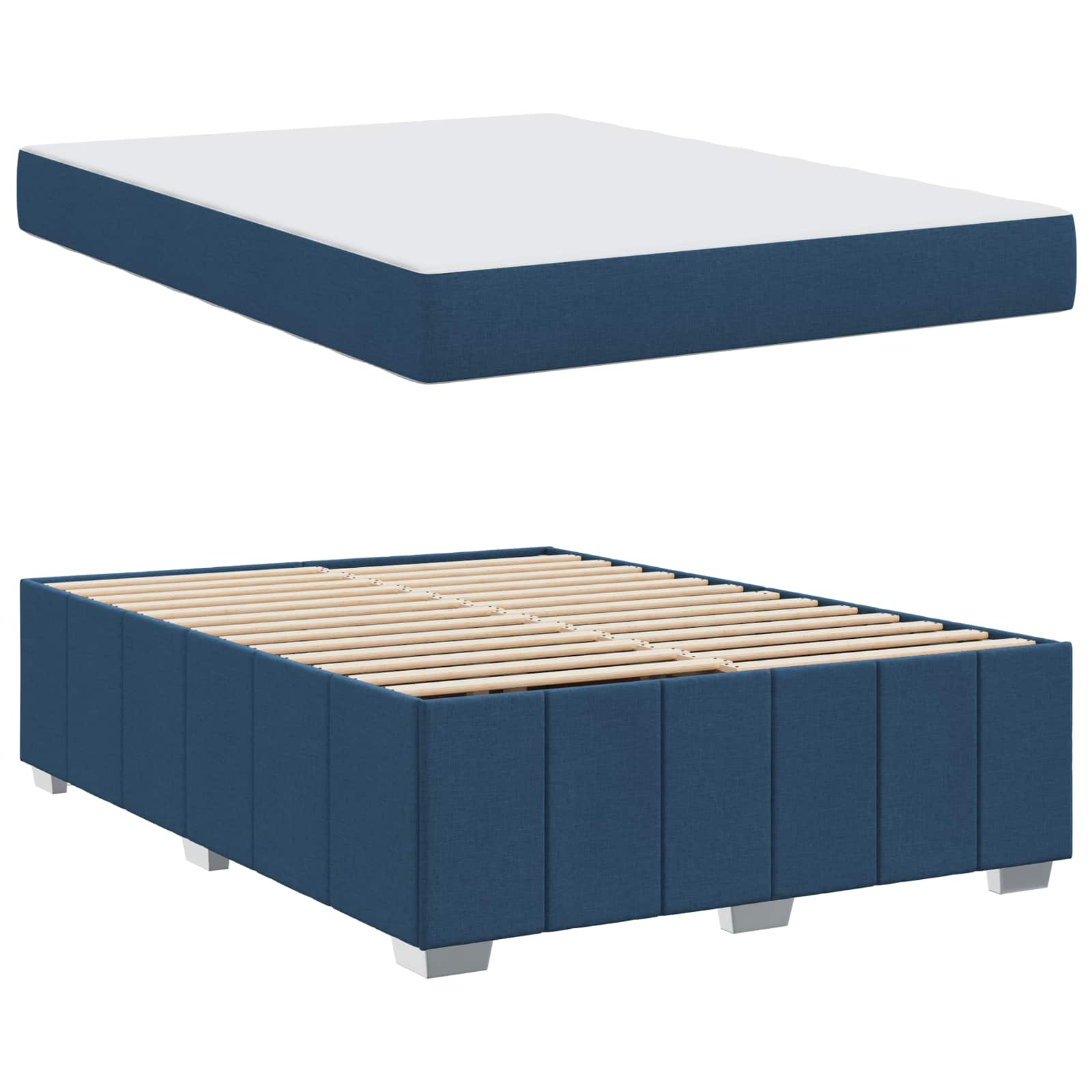 Cadre de lit avec matelas Bleu 140 x 200 cm tissu - XIOS