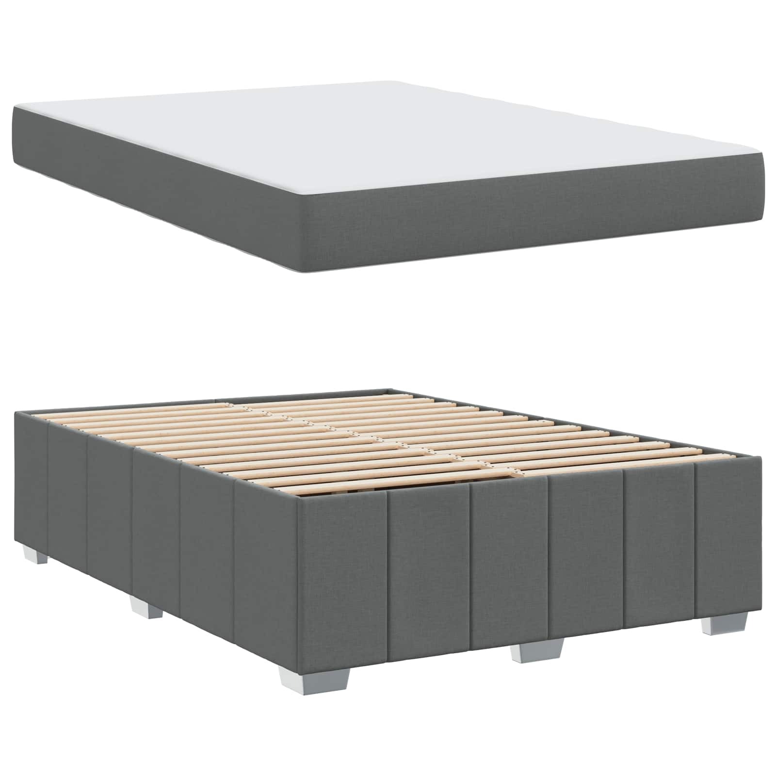Cadre de lit avec matelas Gris foncé 160 x 200 cm tissu - XIOS