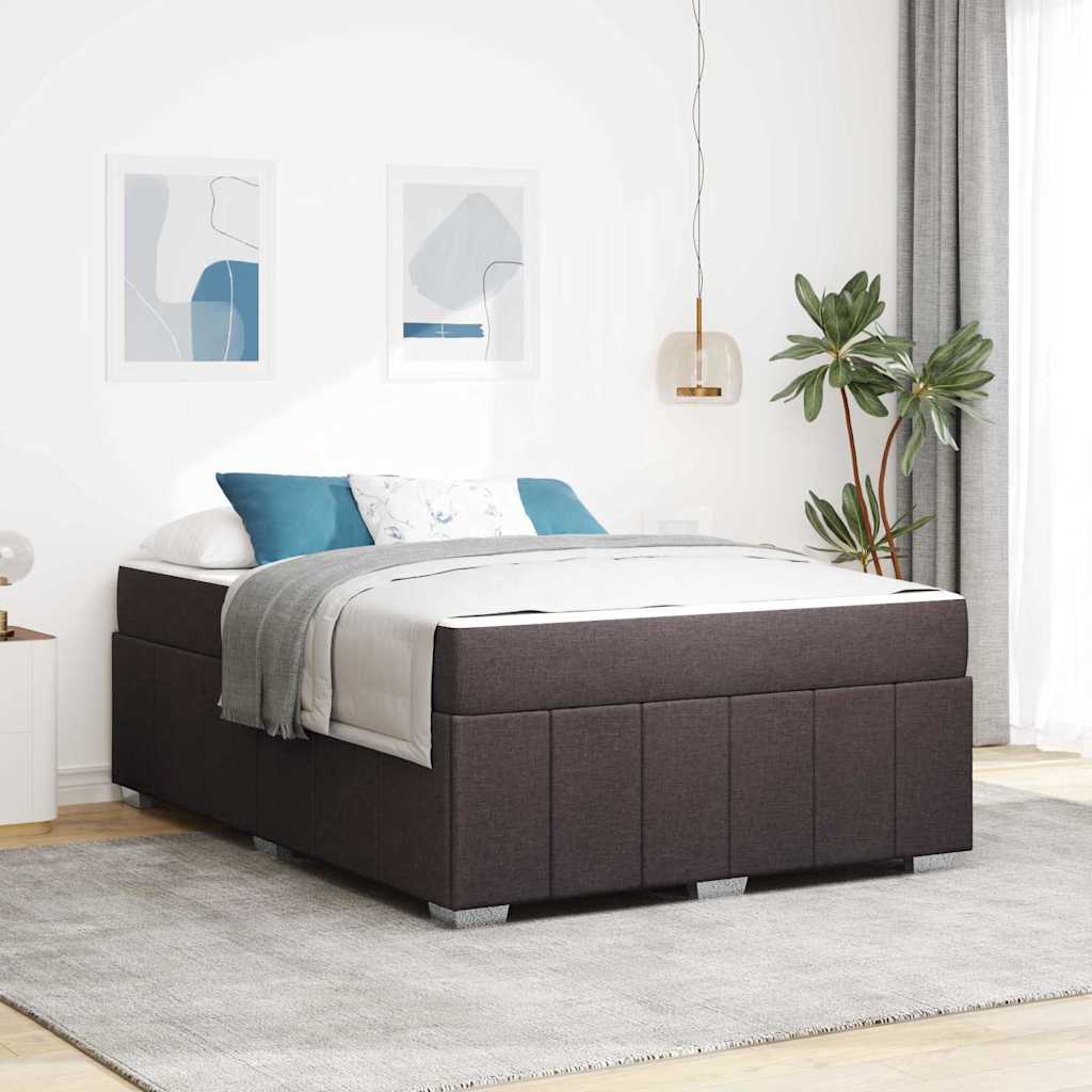 Cadre de lit avec matelas Marron foncé 160 x 200 cm tissu - XIOS