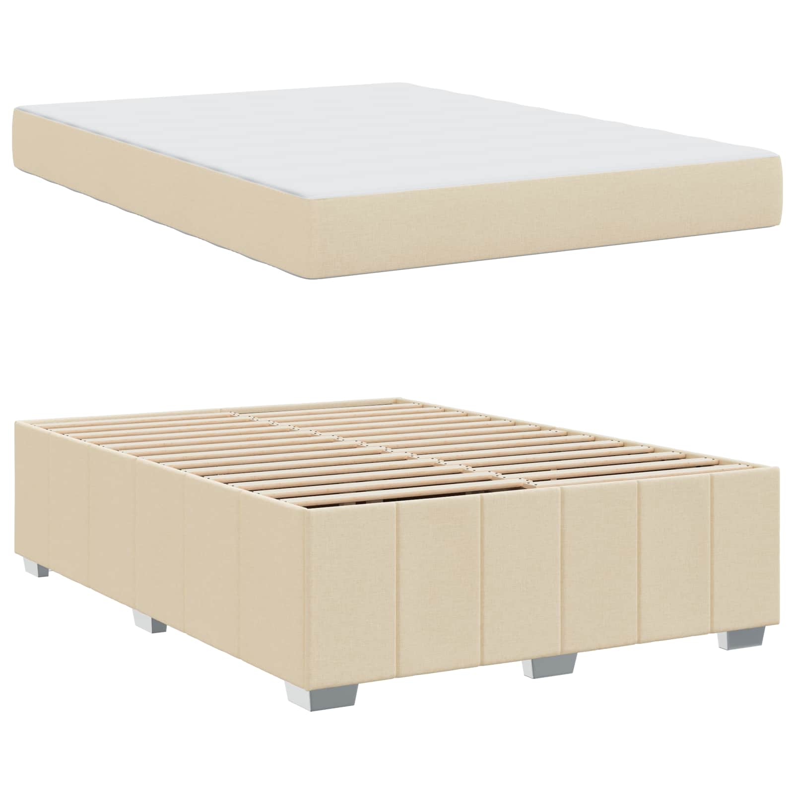 Cadre de lit avec matelas Crème 160 x 200 cm tissu - XIOS