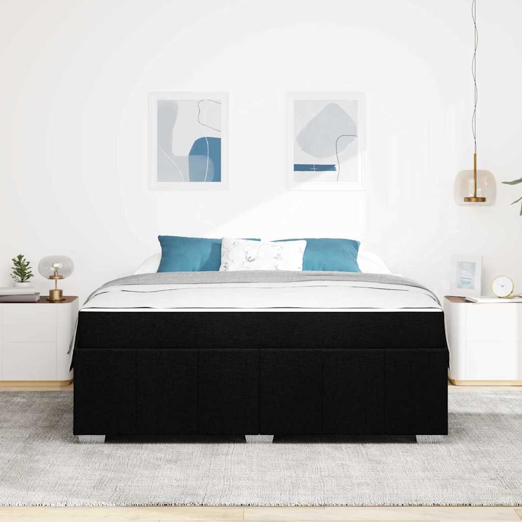Cadre de lit avec matelas Noir 180 x 200 cm tissu